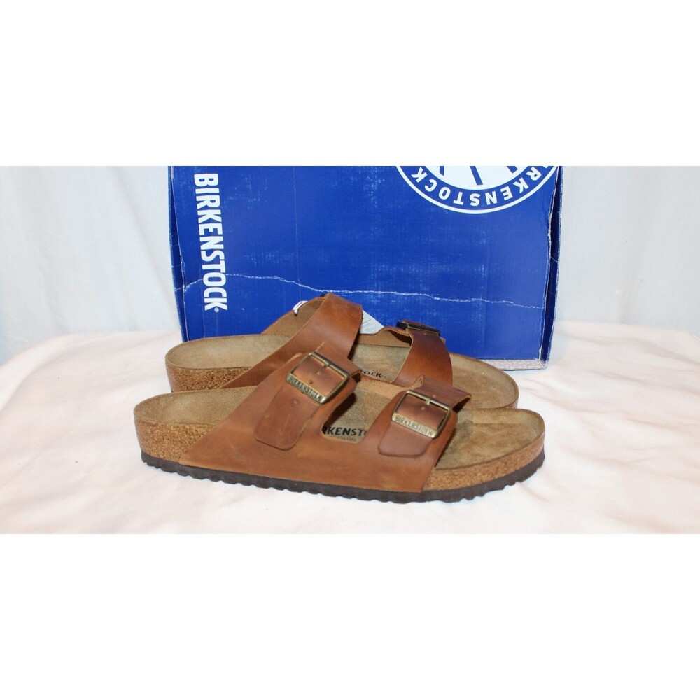 Birkenstock Men's Arizona Leather Sandals NIB EU 46 US 13 REGULAR COGNAC BROWN